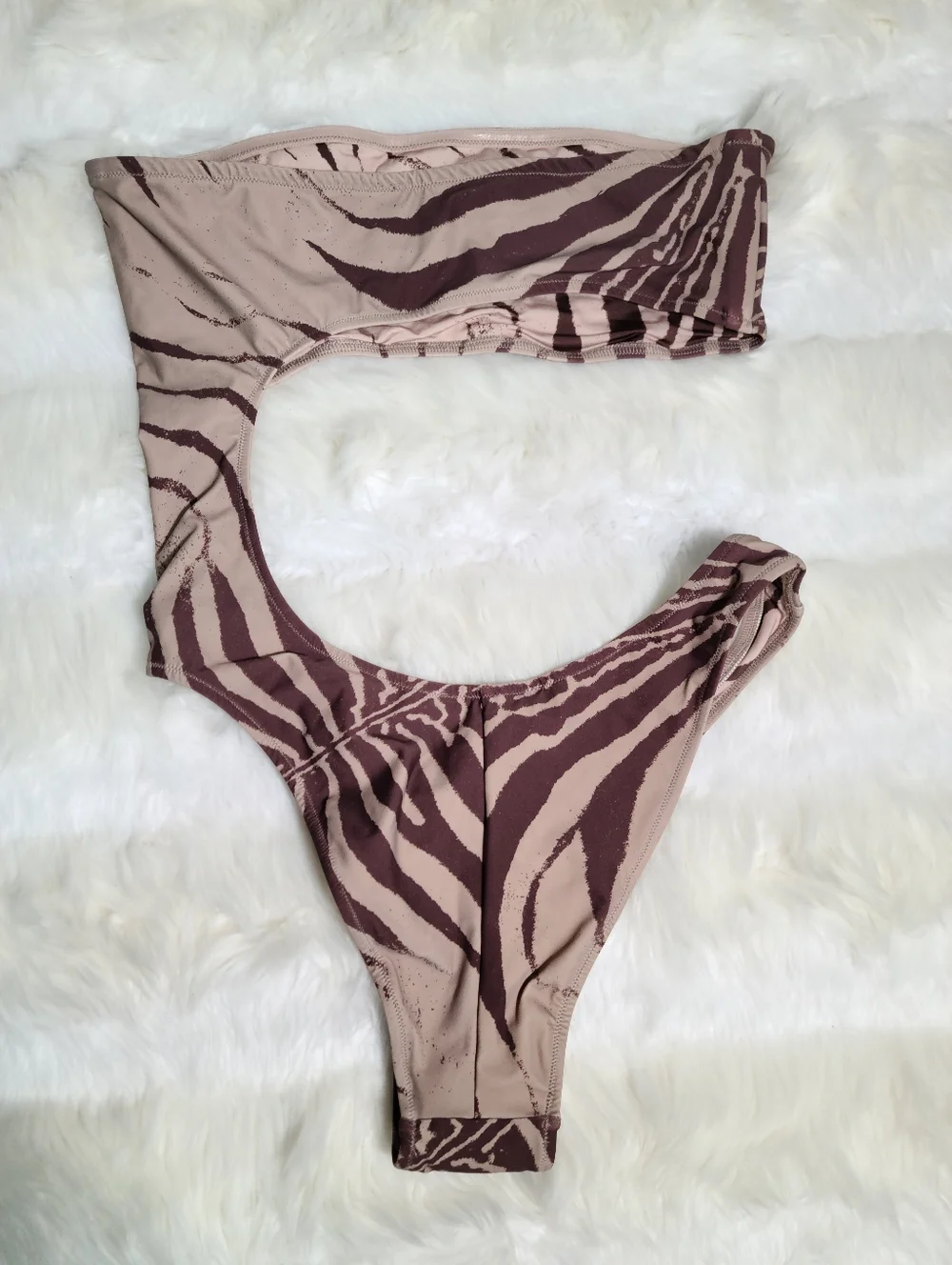 Cavalli x SKIMS Zebra Print Strapless Monokini Women Large NEW